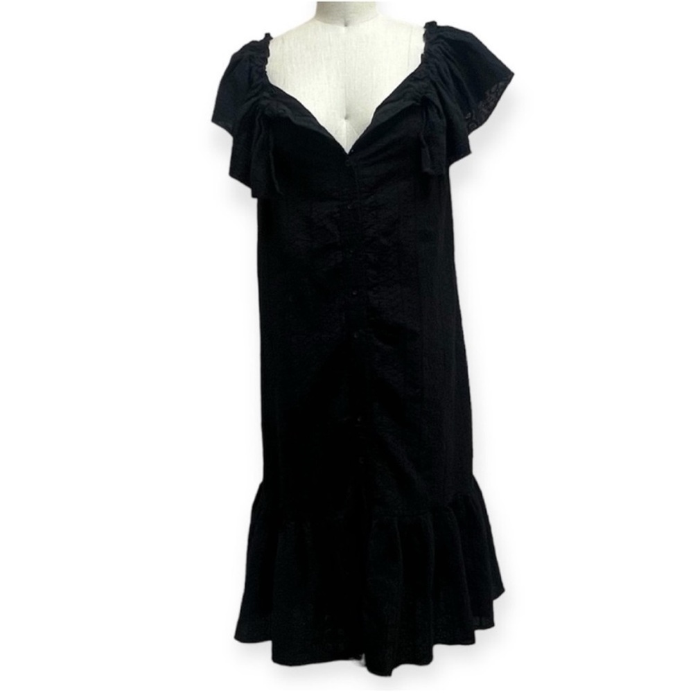 Amaro Off the Shoulder Black Eyelet Dress - Picture 2 of 7